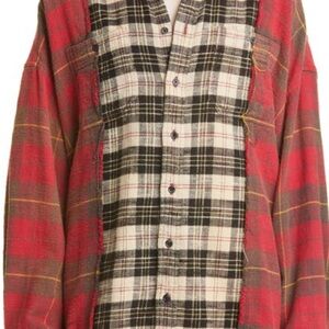 R13 Red and Black Plaid Button Down Shirt New Without Tags
